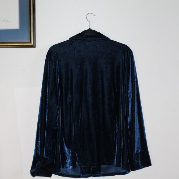 90s Vintage Jessics (Sears) Navy Velour Blazer XXL - Picture 2 of 5